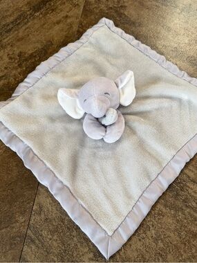 Carters Gray Elephant Lovey Security Blanket Matte Satin Trim Soft